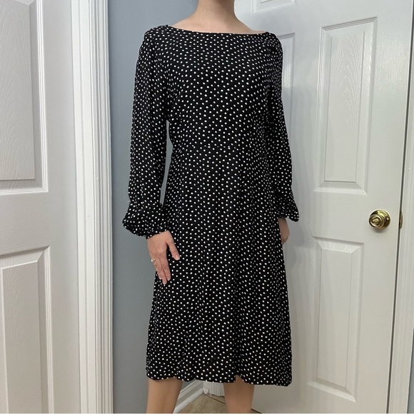 Anthropologie Dresses & Skirts - Anthropologie Dress Midi Polka Dot Black White Retro Dainty Size 10 Medium